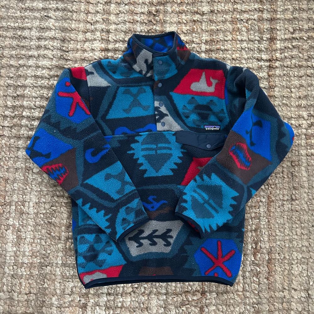 Patagonia Synchilla Snap-T Fleece Cave Underwater Blue Women M 2015 Rare Print